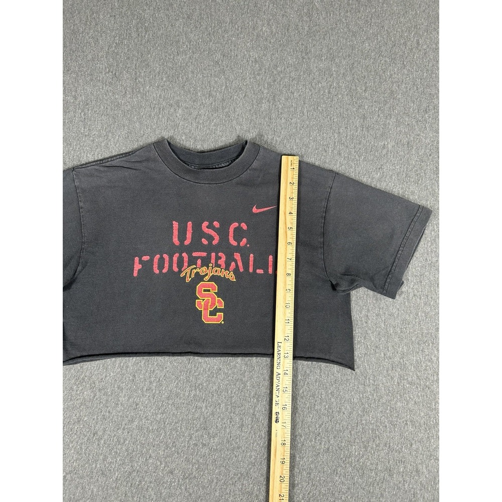 Vintage Nike USC Trojans Football Cropped T-Shirt Women's Crop Top Black READ - Picture 6 of 7